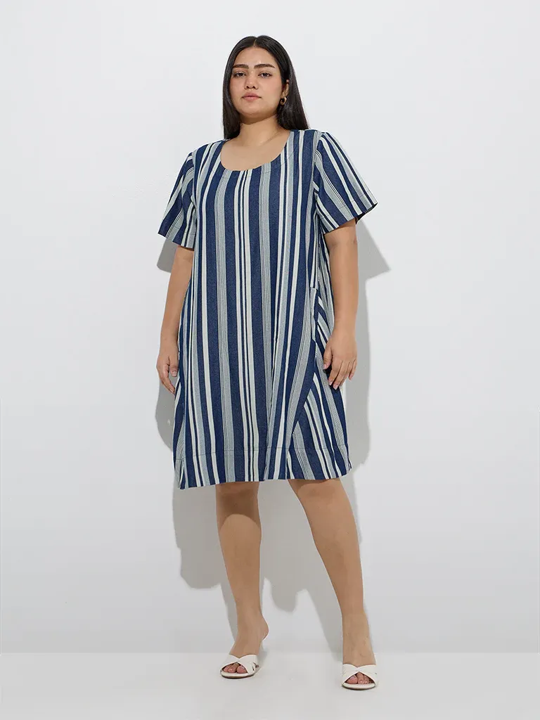 Oceanline Vertical Striped Relaxed Shift Dress - Image 2