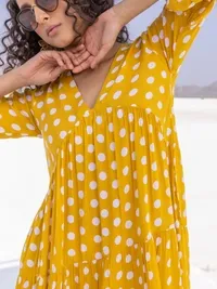 Sunshine Yellow Polka Dot Maxi Dress – Breezy Bohemian Trend with Premium Comfort - Image 5