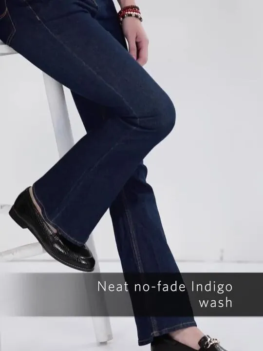 Dark Blue Flared Jeans – Where Retro Elegance Meets Modern Edge - Image 3