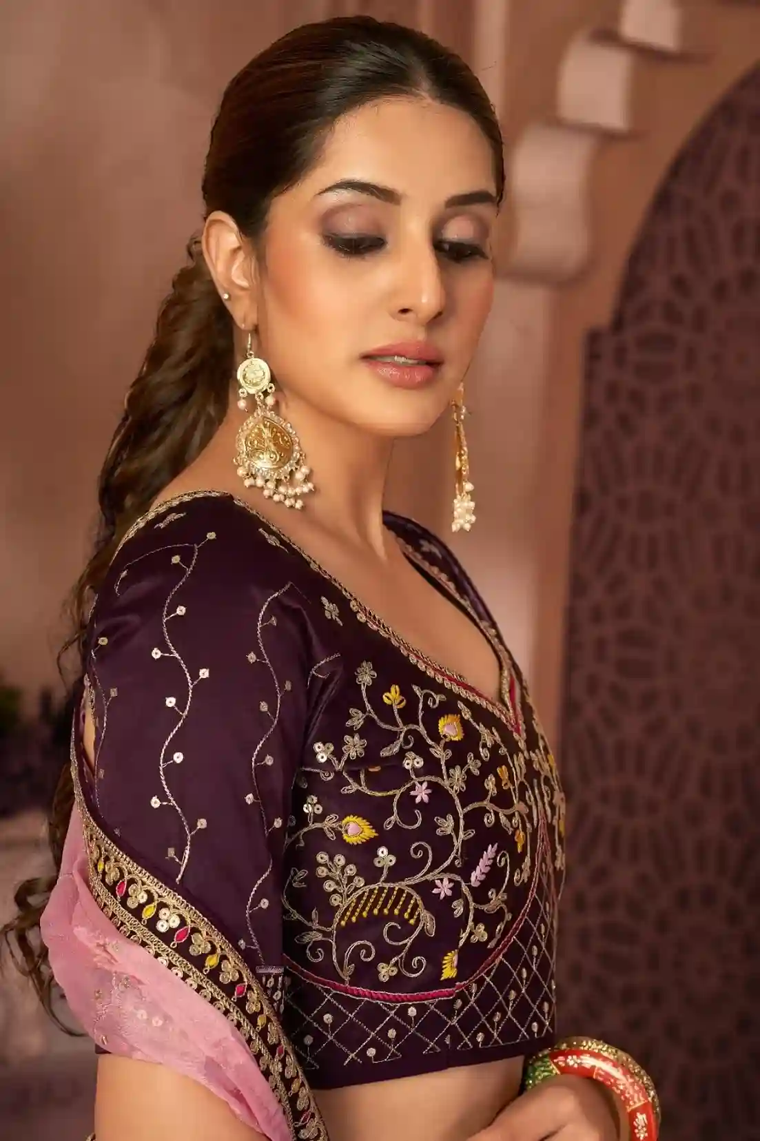 Royal Purple & Pink Ombre Bridal Lehenga Choli - Image 4