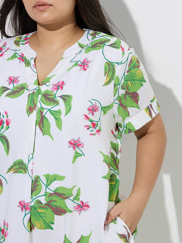 Tropical Bloom Plus Size Shirt Dress – Resort Chic Investment Piece - Image 3