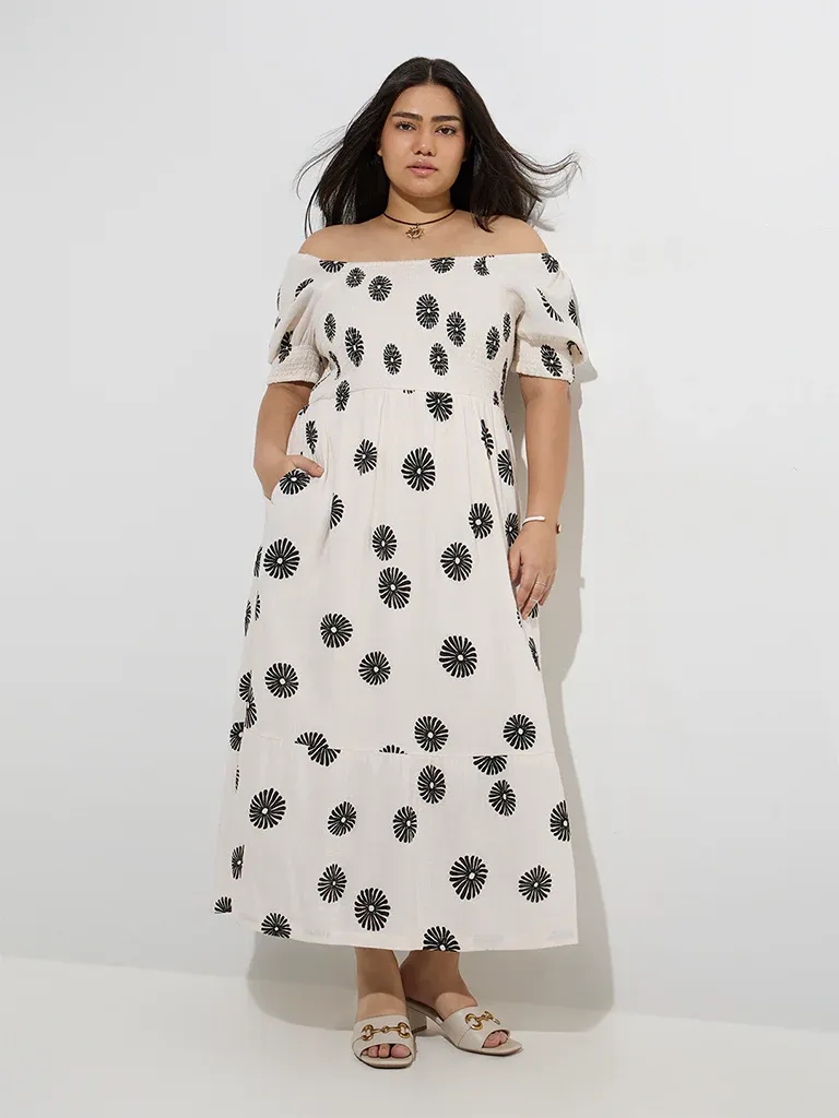 Sunset Riviera Off-Shoulder Maxi Dress – Plus Size Boho Luxe Edition