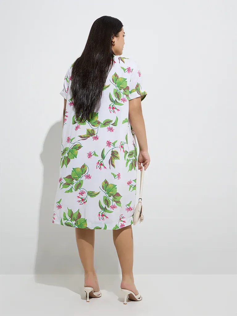 Tropical Bloom Plus Size Shirt Dress – Resort Chic Investment Piece - Image 4