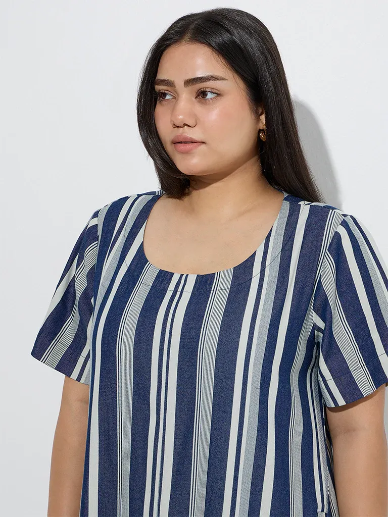 Oceanline Vertical Striped Relaxed Shift Dress - Image 3