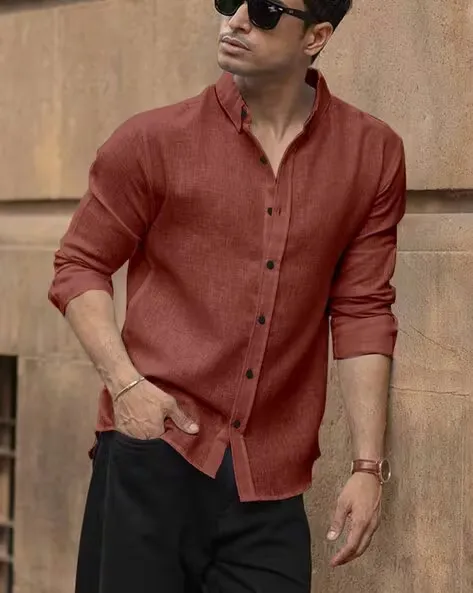 Coffee Brown Textured Slim Fit Casual Shirt – Effortless Urban Sophistication - Image 4