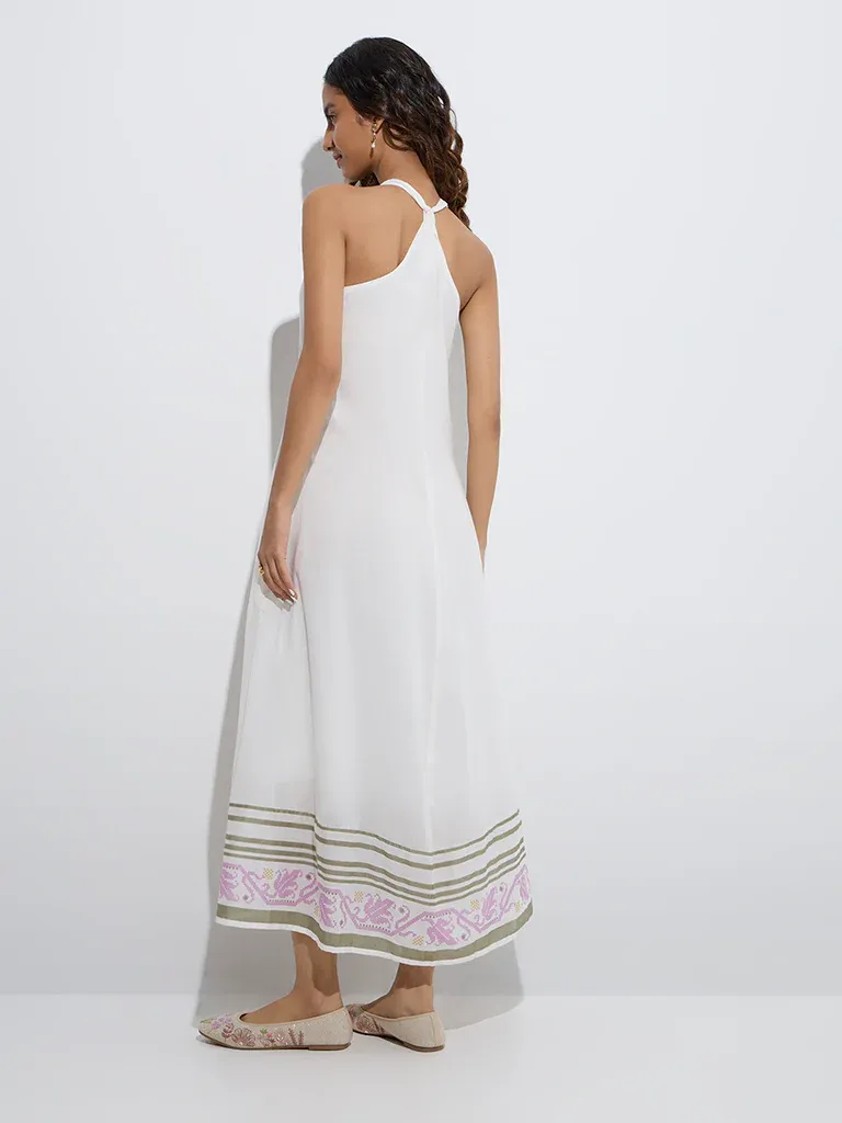 Ivory Bloom Halter Maxi Dress – Luxe Resort Edition - Image 4