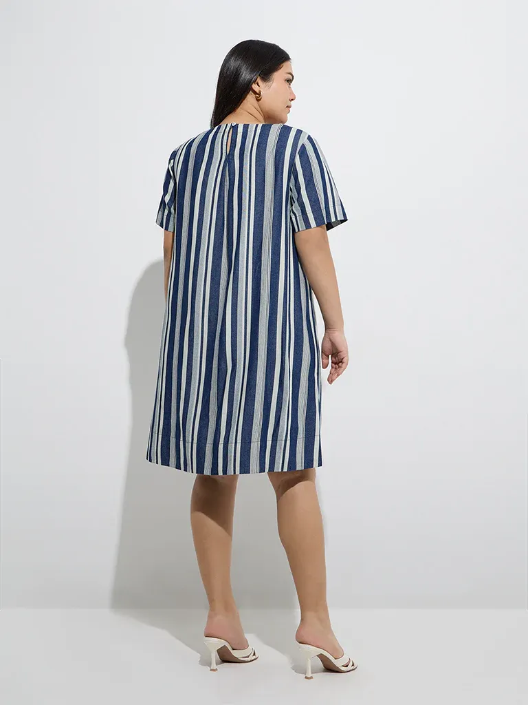 Oceanline Vertical Striped Relaxed Shift Dress - Image 4