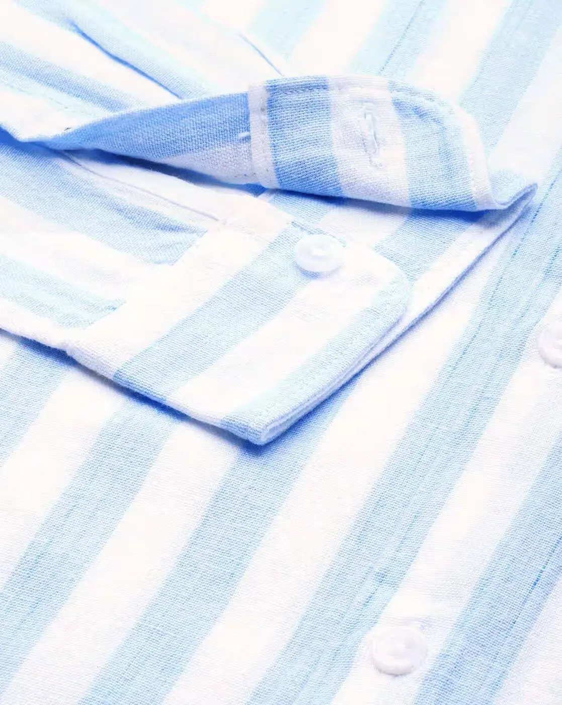 Sky Blue & White Vertical Stripe Cotton Shirt – Smart Casual Style with Global Business Appeal - Image 5