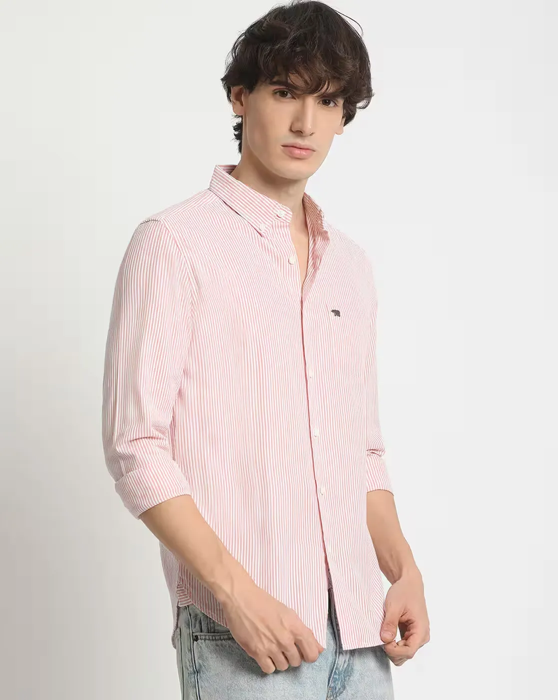 Pink Micro-Stripe Oxford Shirt — Crisp, Versatile, and Effortlessly Professional