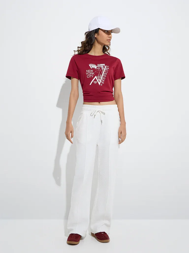 Women’s Maroon “New York City Brooklyn” Graphic Crop T-Shirt