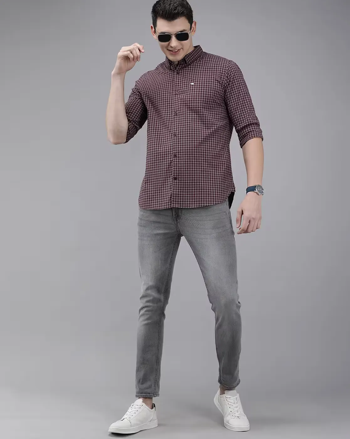 Maroon Gingham Executive Shirt — Smart-Casual with a Finance-Ready Edge - Image 4