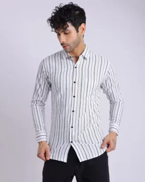Modern Vertical Stripe Button-Down Shirt — Sharp, Sleek, and Effortlessly Stylish