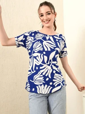 Bold Botanical Print Casual T-Shirt – Inspired by Global Finance & Fashion Capitals