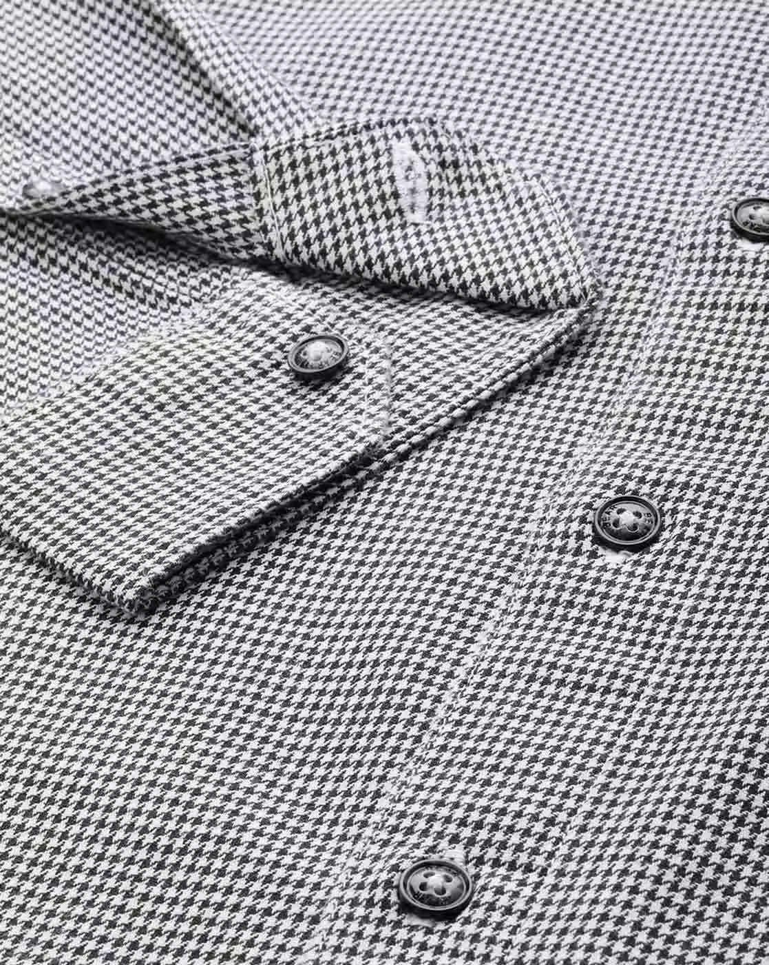 Classic Black & White Micro-Check Cotton Shirt – Smart Business Casual Trend - Image 5