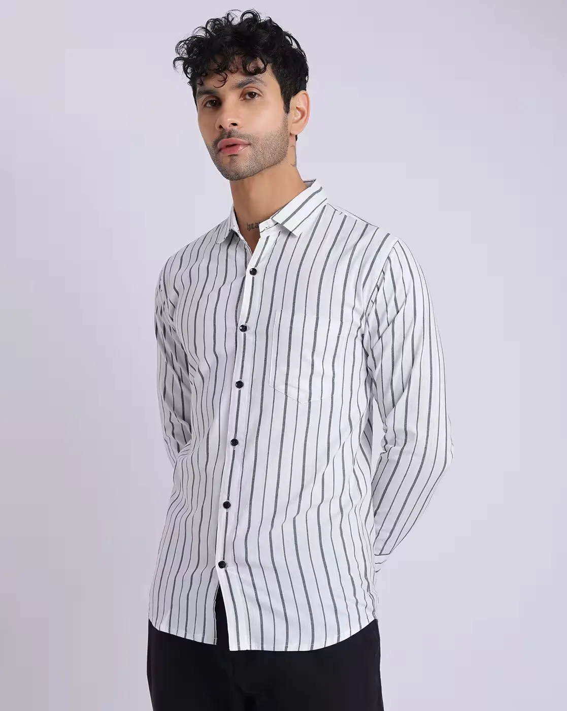 Modern Vertical Stripe Button-Down Shirt — Sharp, Sleek, and Effortlessly Stylish - Image 2