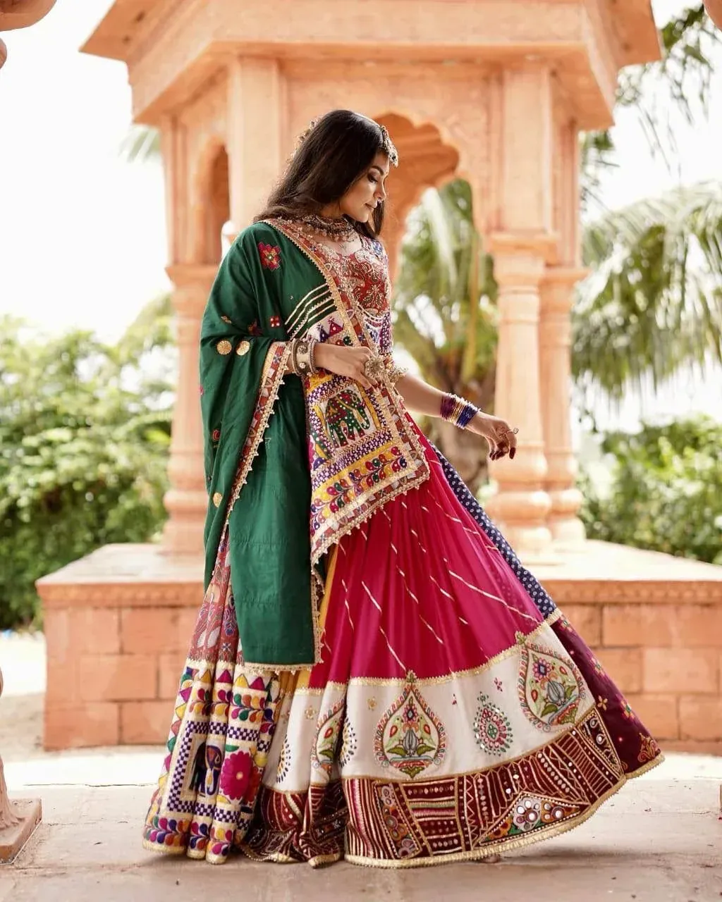 Multicolor Navratri Traditional Chaniya Choli with Embroidered Dupatta - Image 2