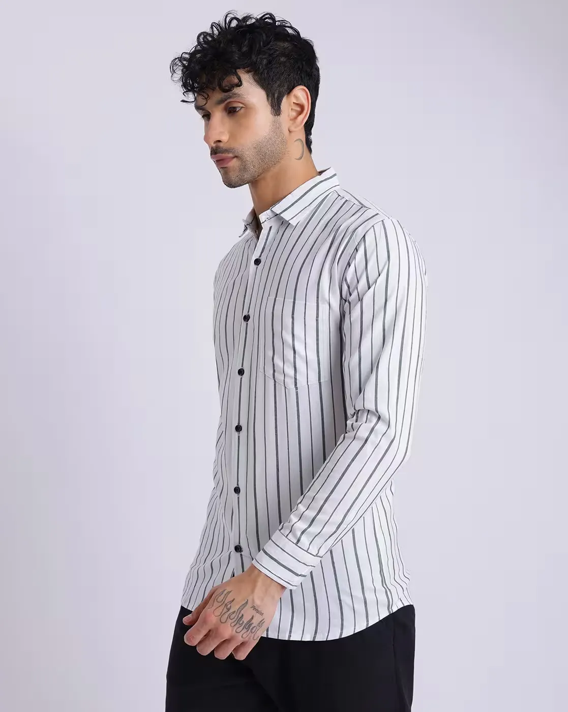 Modern Vertical Stripe Button-Down Shirt — Sharp, Sleek, and Effortlessly Stylish - Image 3