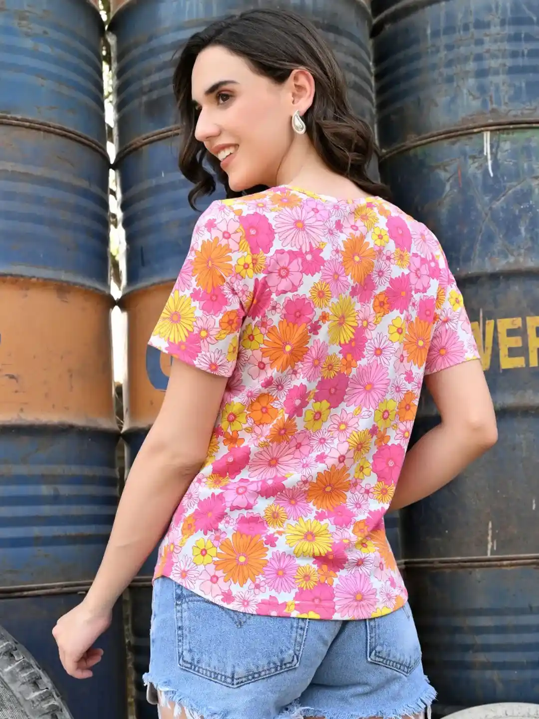 Sunset Bloom Casual T-Shirt – Floral Power Meets Urban Cool - Image 2