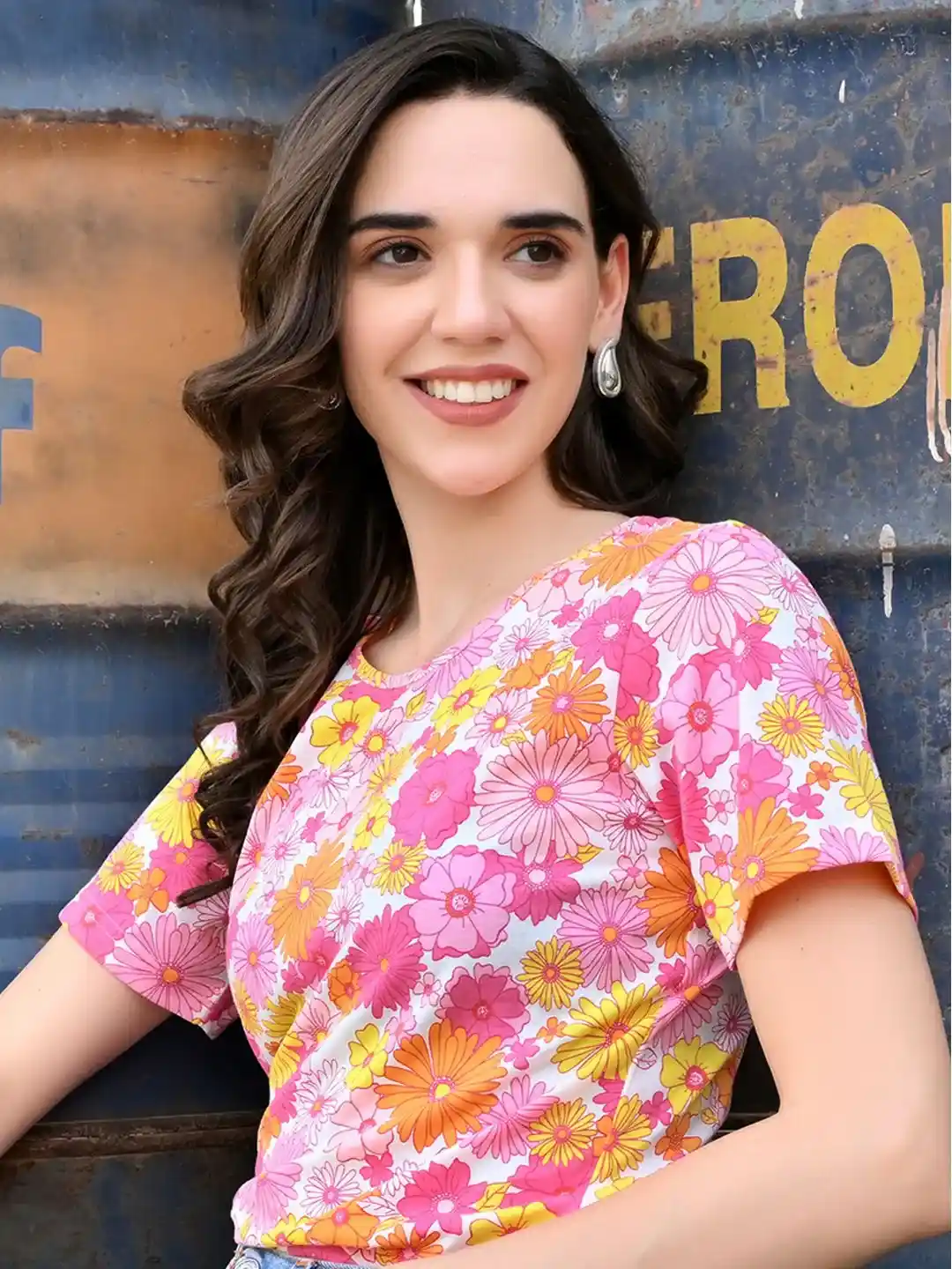 Sunset Bloom Casual T-Shirt – Floral Power Meets Urban Cool - Image 3