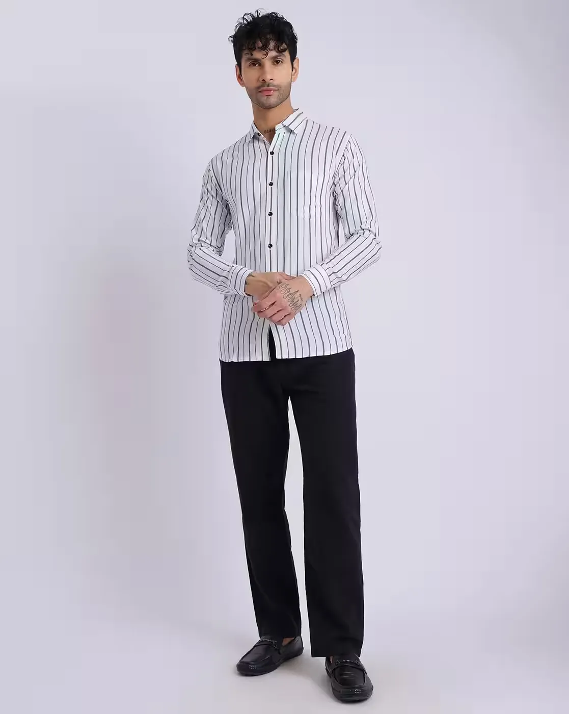 Modern Vertical Stripe Button-Down Shirt — Sharp, Sleek, and Effortlessly Stylish - Image 4