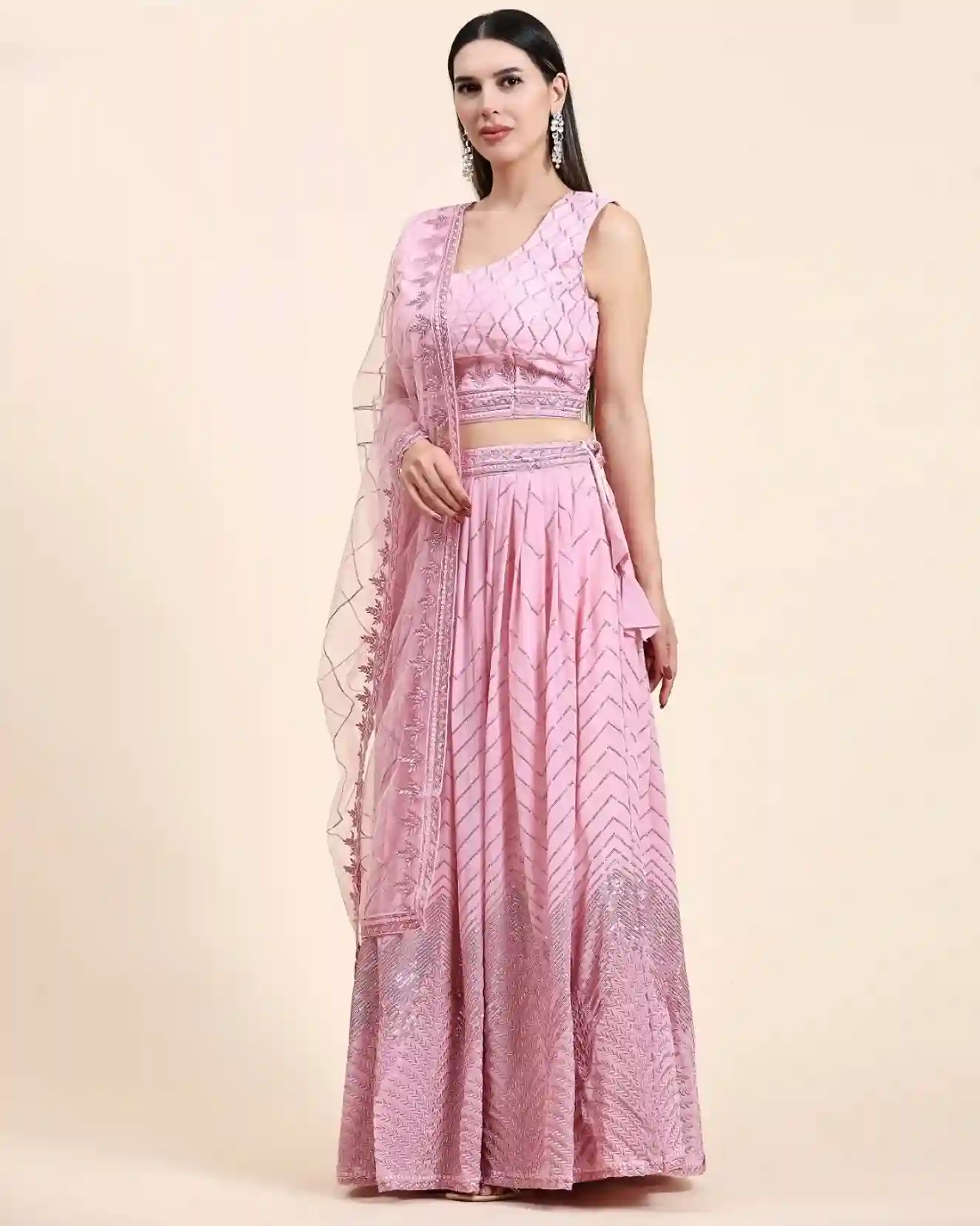 Pastel Pink Contemporary Lehenga Choli - Image 5
