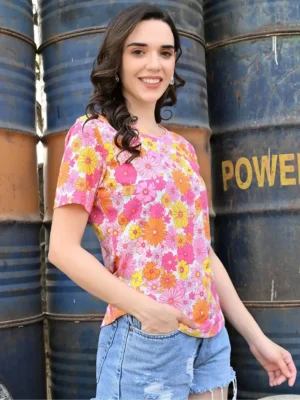 Sunset Bloom Casual T-Shirt – Floral Power Meets Urban Cool
