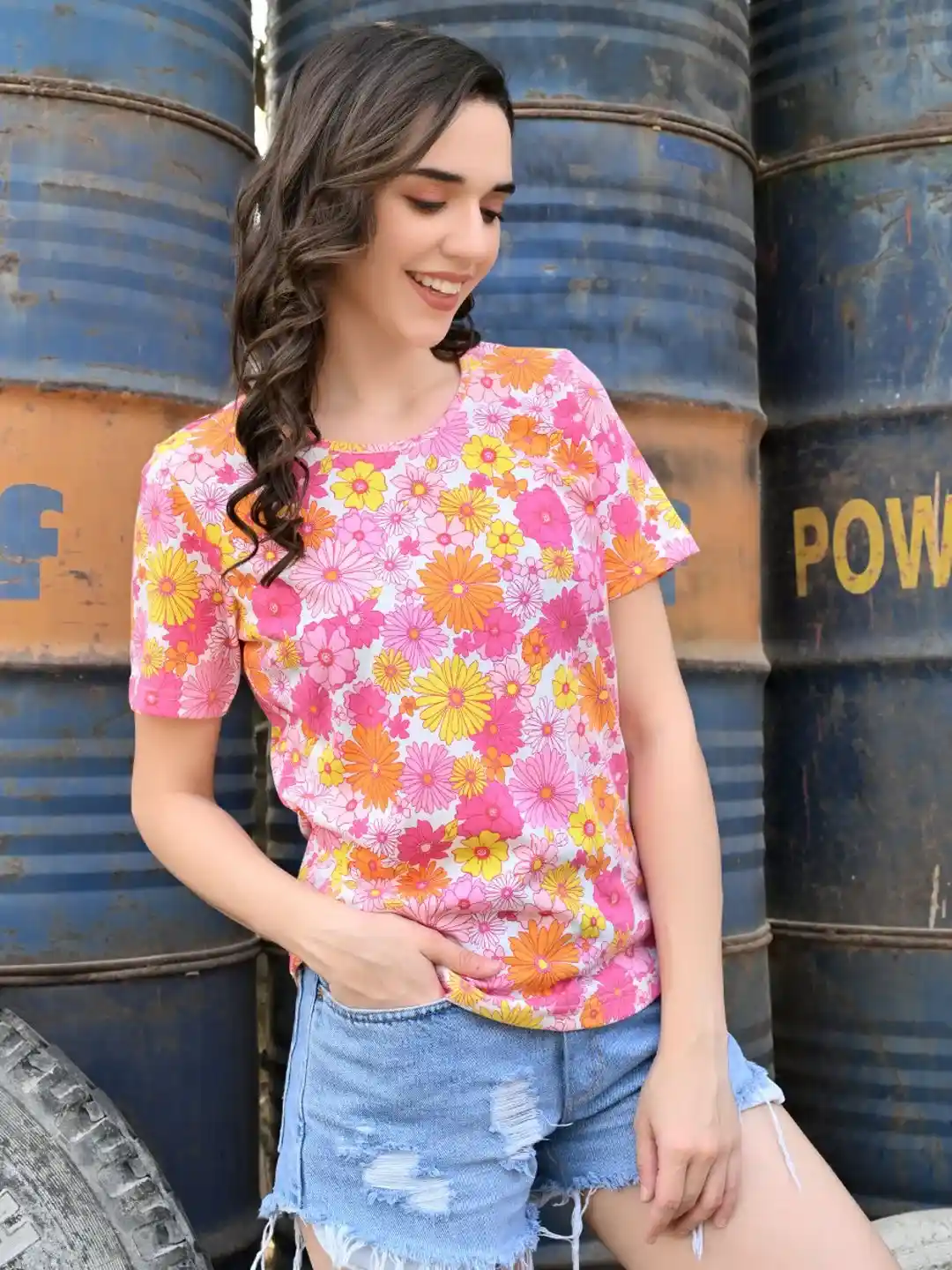 Sunset Bloom Casual T-Shirt – Floral Power Meets Urban Cool - Image 5