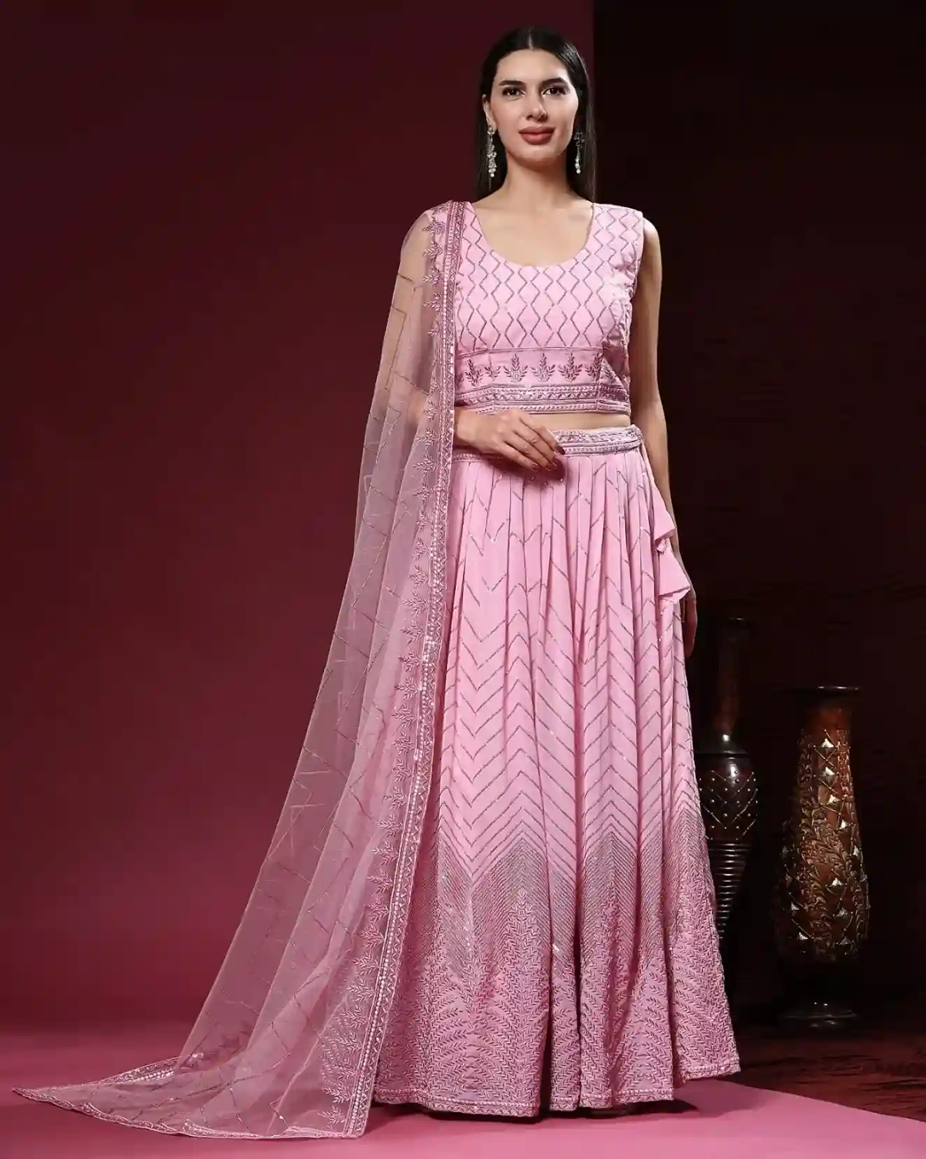 Pastel Pink Contemporary Lehenga Choli - Image 4