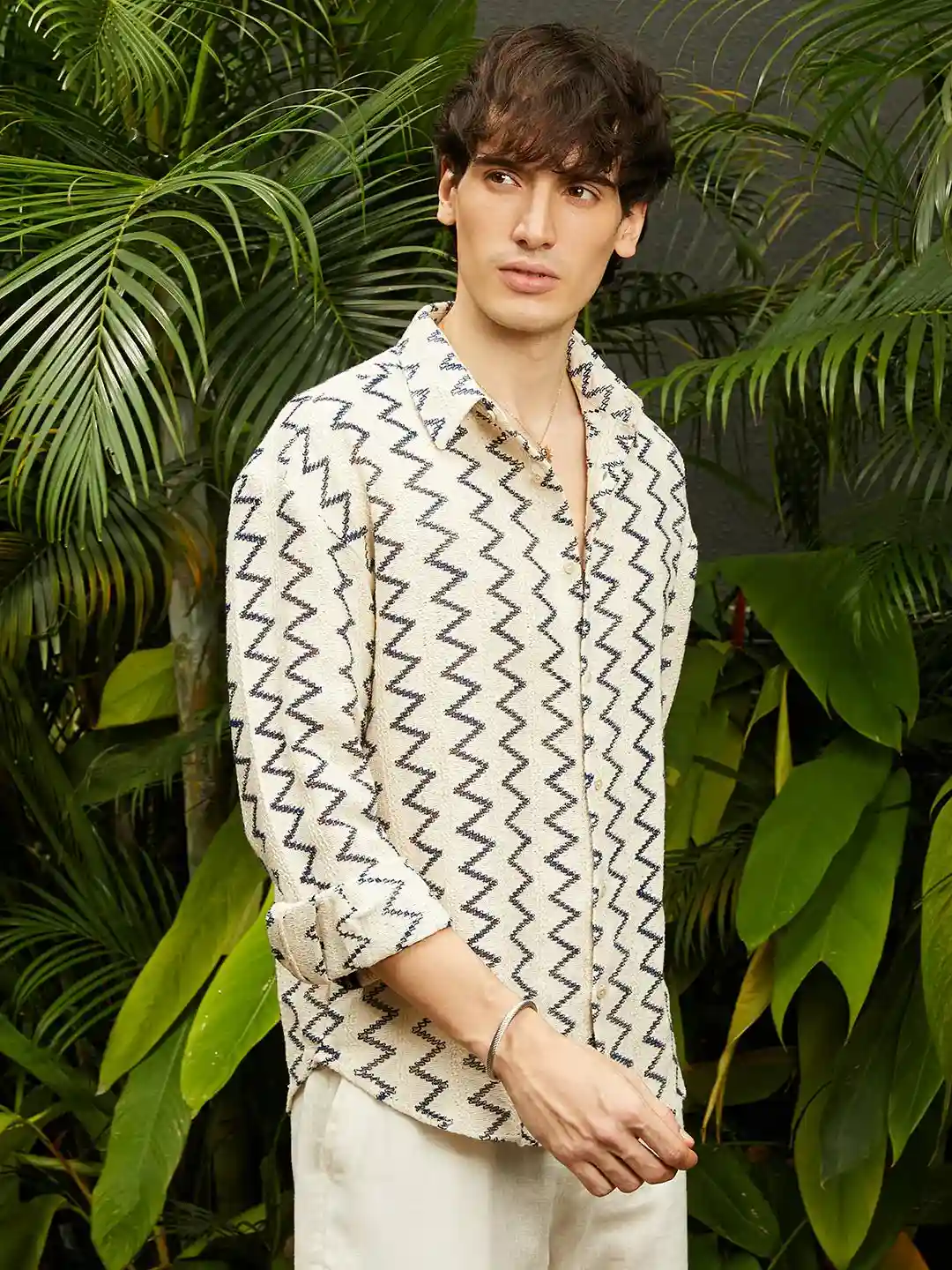 Sands of Manhattan – Luxe Zigzag Linen-Cotton Resort Shirt - Image 3