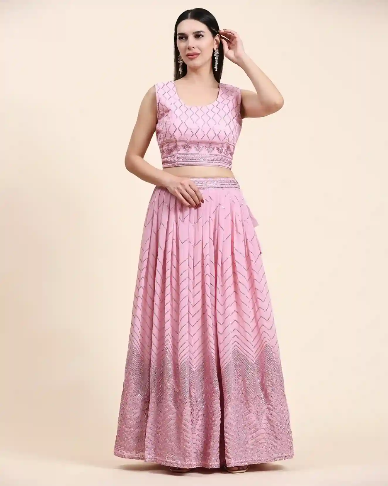 Pastel Pink Contemporary Lehenga Choli
