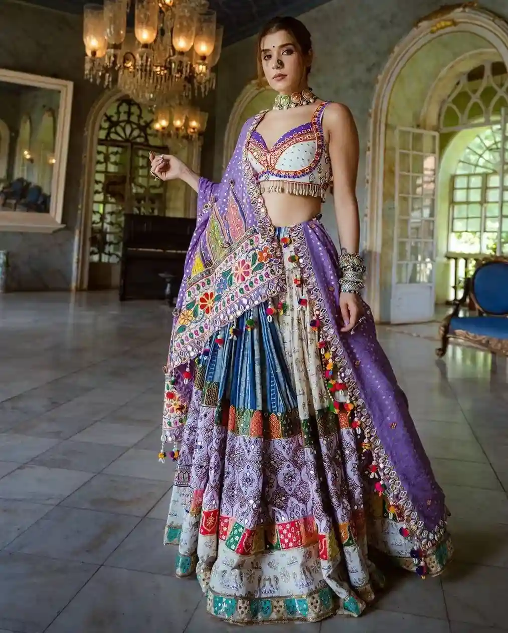 Lavender Royalty Patchwork Chaniya Choli – A Symphony of Color and Craft