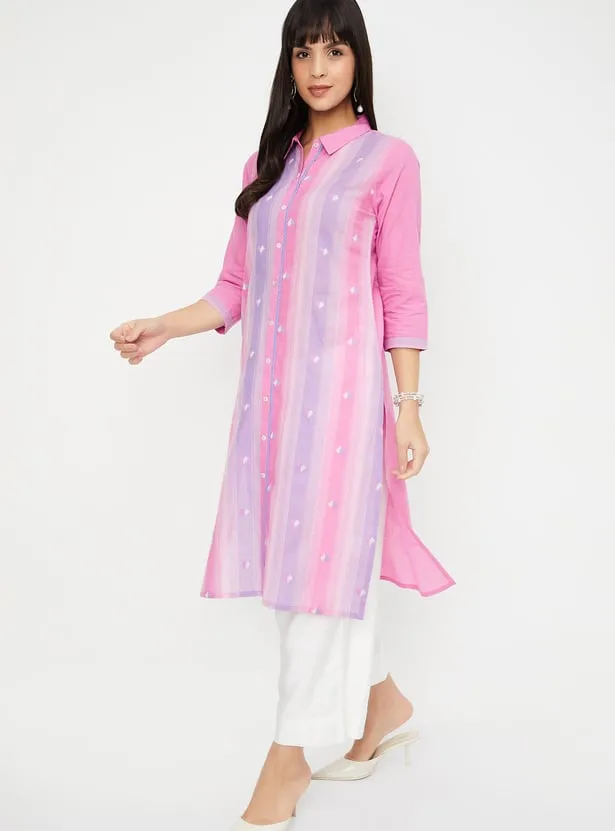Rose Twilight Striped Kurta – Playful Hues, Breezy Elegance - Image 6