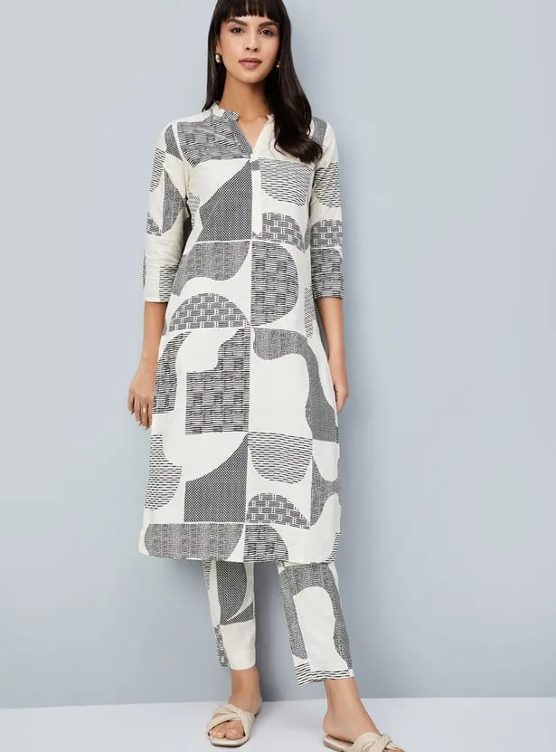 Monochrome Wave Kurta Set – Minimalist Chic, Everyday Grace