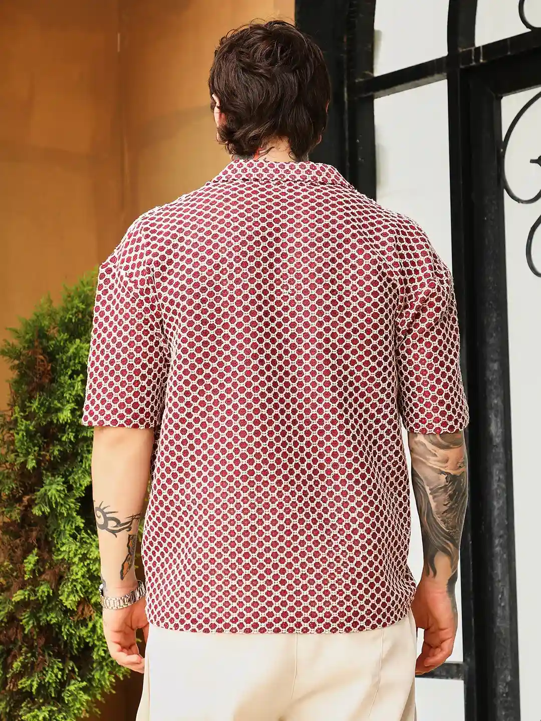 Geo-Print Cuban Collar Shirt – US Trend Luxe Edition - Image 3