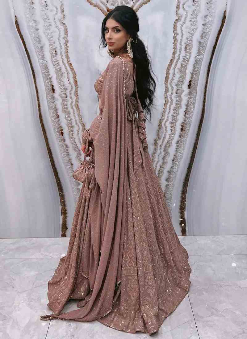 Rosy Brown Lucknowi Sequin Embroidered Lehenga Choli – US Trend Luxe Celebration Wear - Image 2