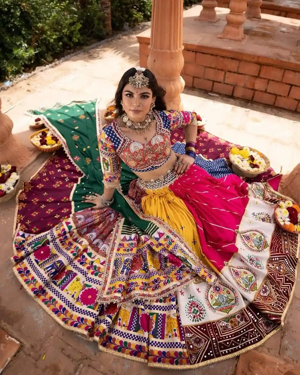 Multicolor Navratri Traditional Chaniya Choli with Embroidered Dupatta