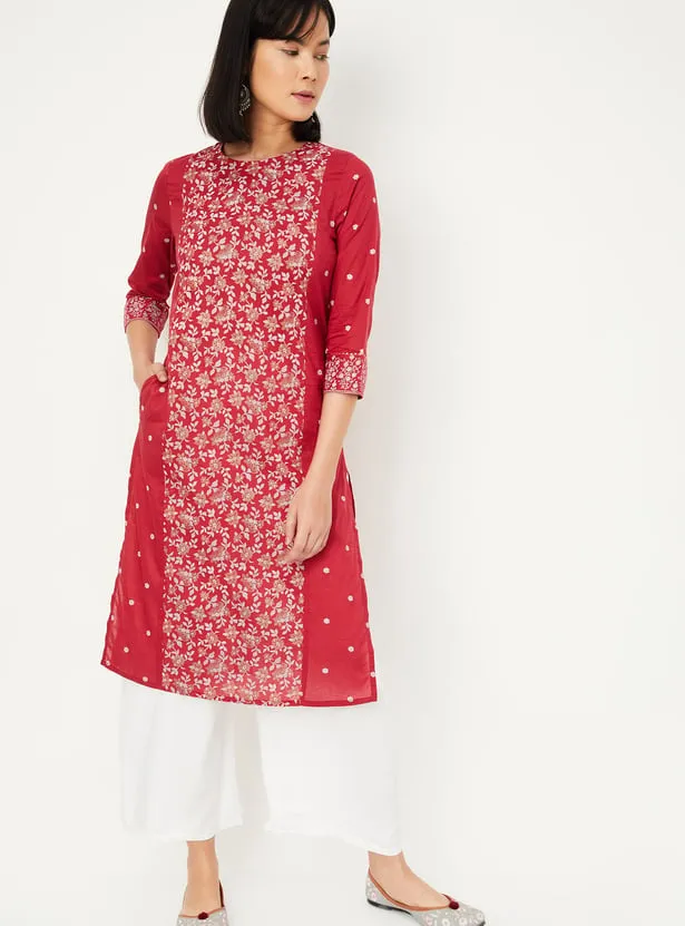 Crimson Blossom Straight Kurta – A Fusion of Tradition and Modern Grace - Image 7