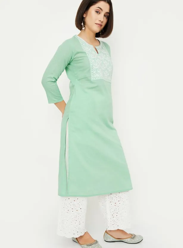 Mint Whisper Embroidered Kurta – Fresh Grace, Everyday Elegance - Image 5