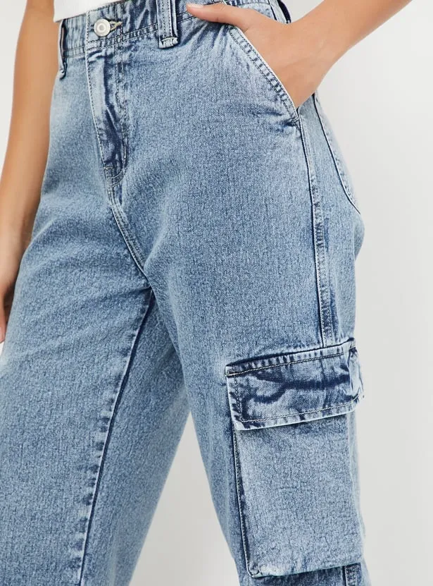 US Trend Mid-Blue Women’s Cargo Jeans – Streetwear Comfort Meets Global Fashion Trade - Image 3