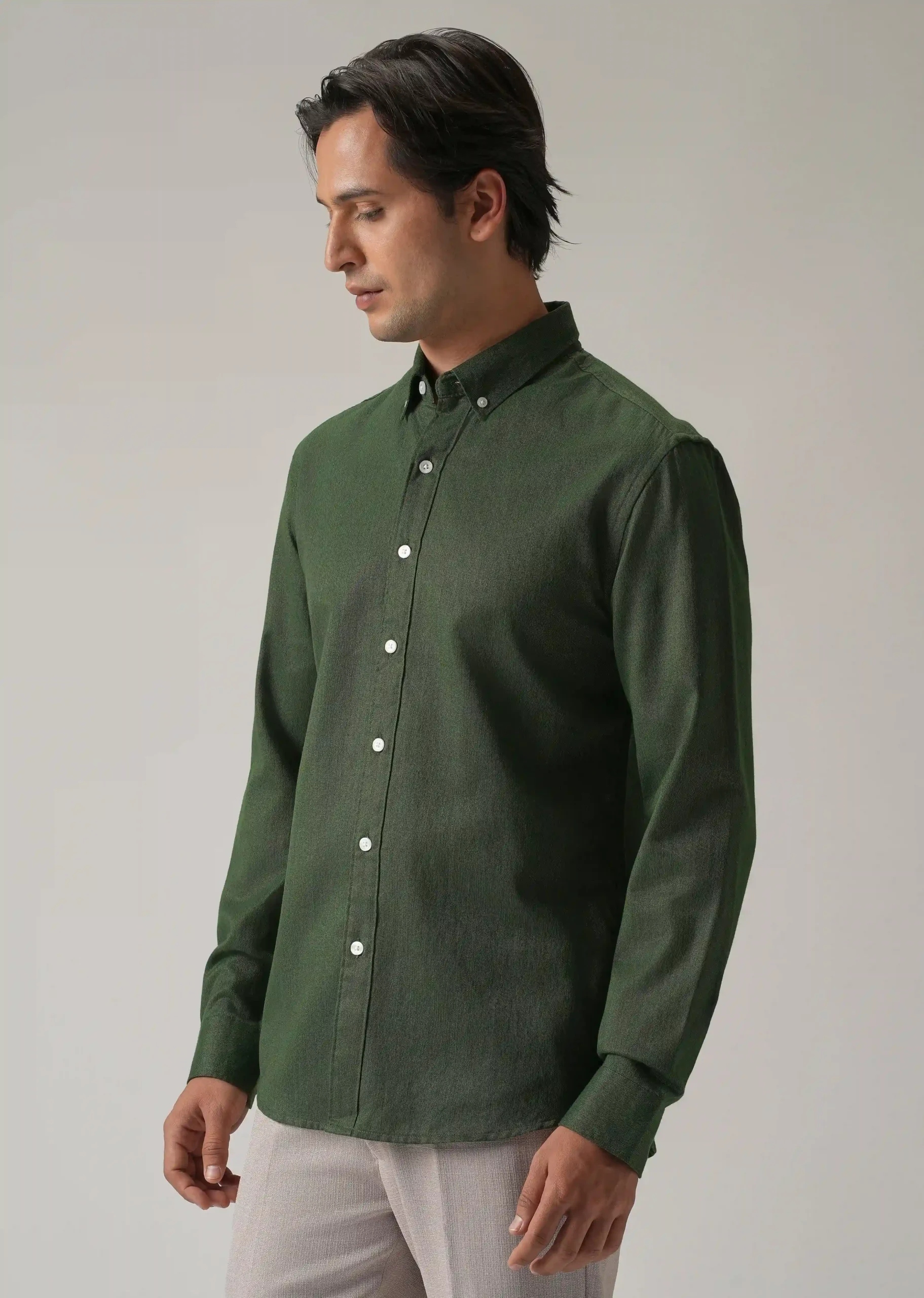 Cilantro Green Executive Linen-Blend Shirt – US Trade-Inspired Classic - Image 2