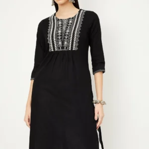Noir Elegance Kurta – Monochrome Grace, Timeless Charm