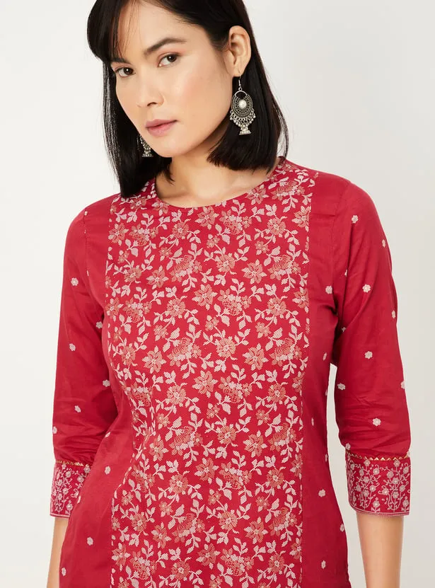 Crimson Blossom Straight Kurta – A Fusion of Tradition and Modern Grace - Image 6