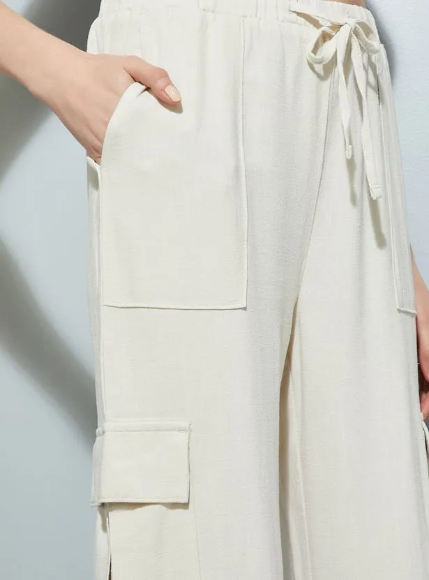 Women’s Ecru Cargo Jogger Pants – Street-Style Comfort with Utility Pockets - Image 3