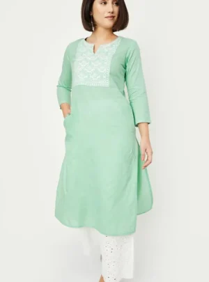Mint Whisper Embroidered Kurta – Fresh Grace, Everyday Elegance