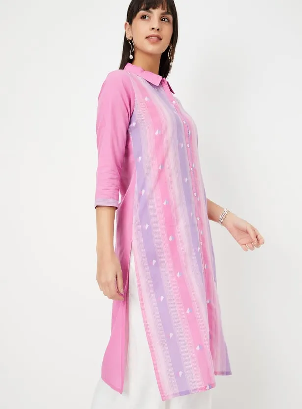 Rose Twilight Striped Kurta – Playful Hues, Breezy Elegance - Image 5