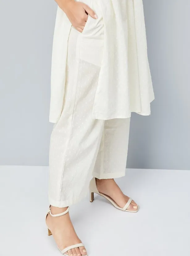 Off-White Gathered Empire Line Kurta – Timeless Simplicity in Ethnic Form - Image 5