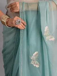 Light Green Sheer Saree – Ethereal Elegance with Global Style Capital - Image 3
