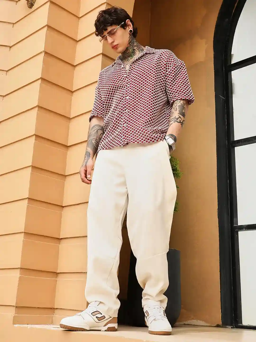 Geo-Print Cuban Collar Shirt – US Trend Luxe Edition - Image 4