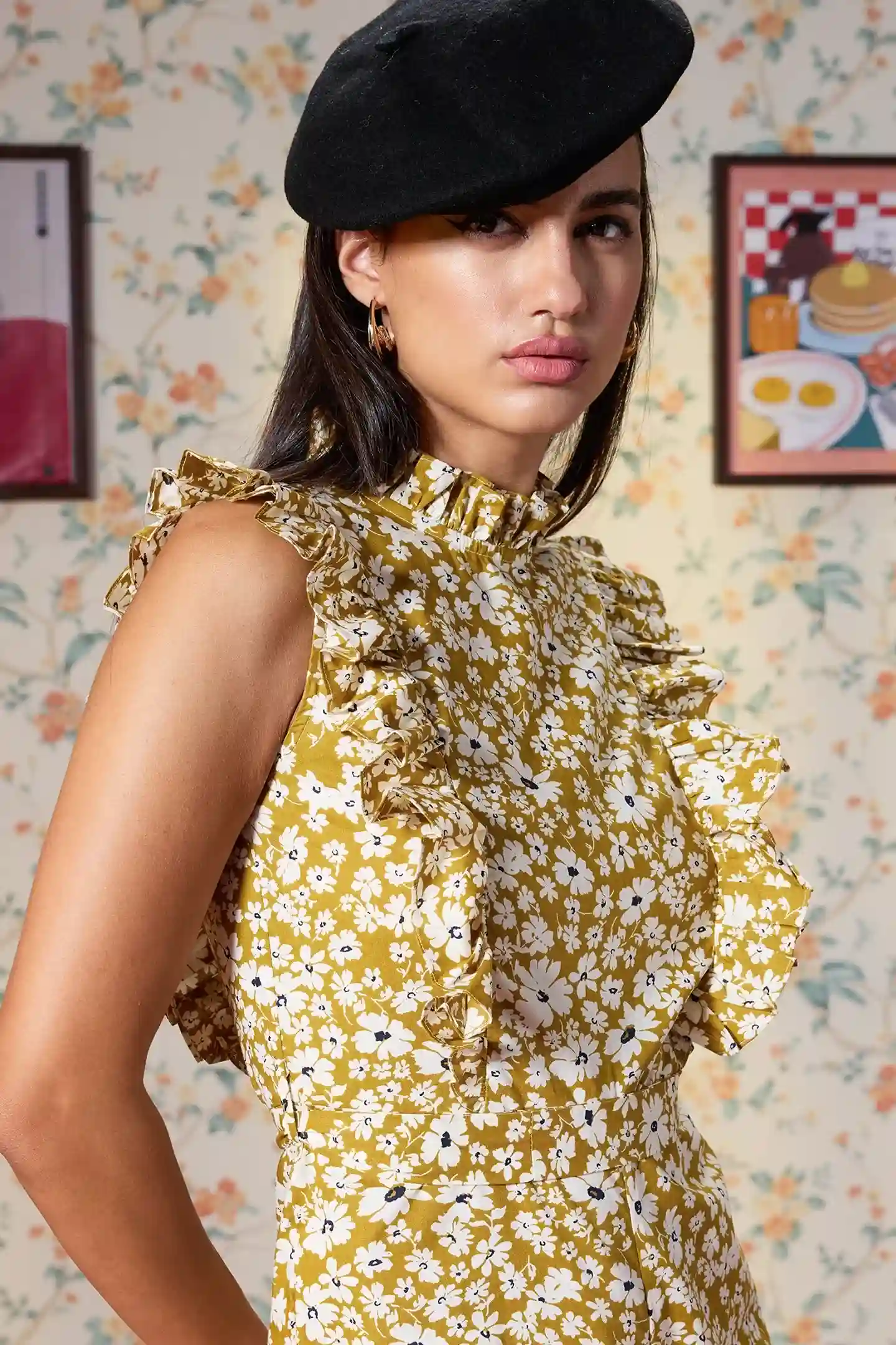 Golden Bloom Parisian Ruffle Playsuit – Western Luxe Edition - Image 6