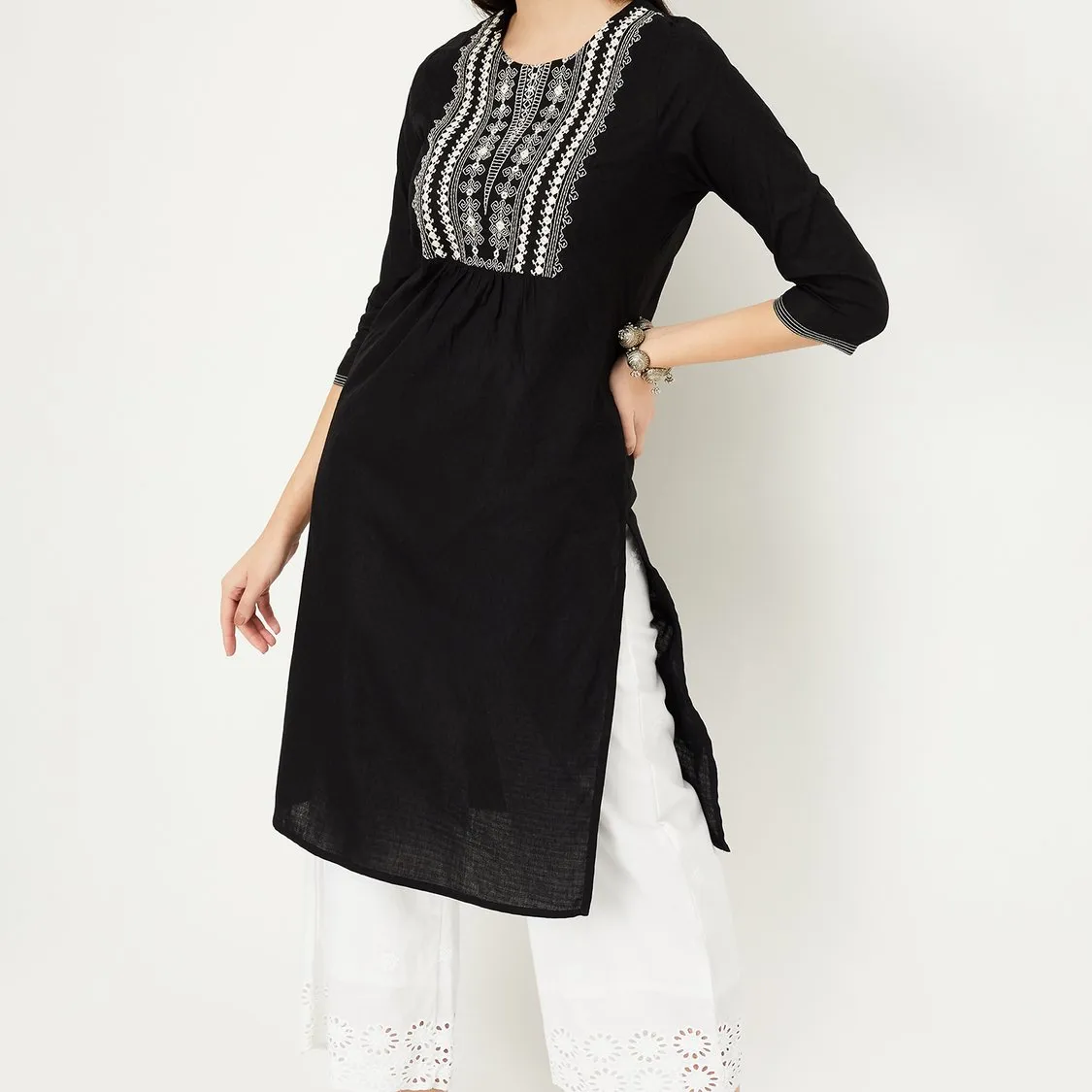 Noir Elegance Kurta – Monochrome Grace, Timeless Charm - Image 3